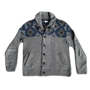 Ted Baker 4 Medium Brown Aztec Button Front Cowl Neck Sweater